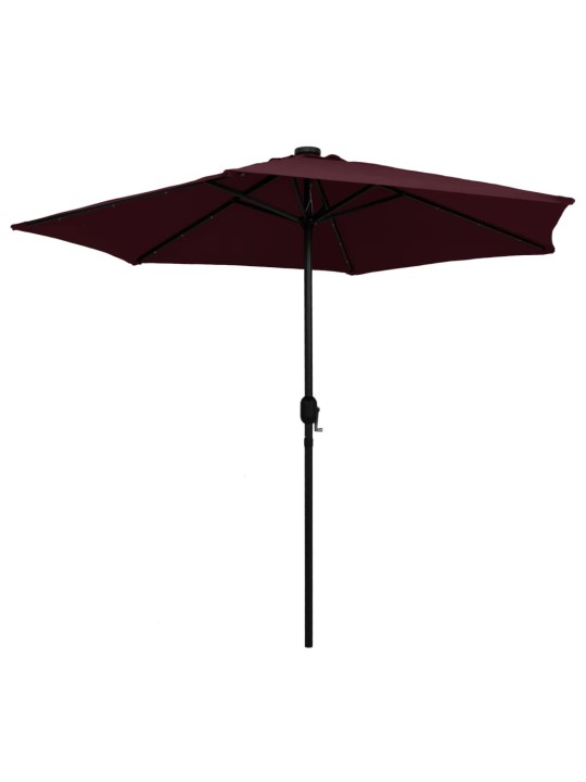 Skėtis su LED lemputėmis ir aliuminio stulpu, raudonas, 270cm