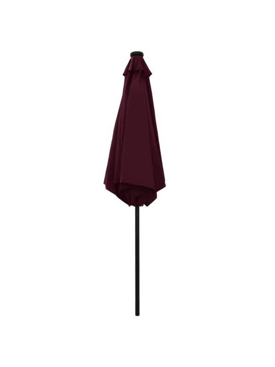 Skėtis su LED lemputėmis ir aliuminio stulpu, raudonas, 270cm