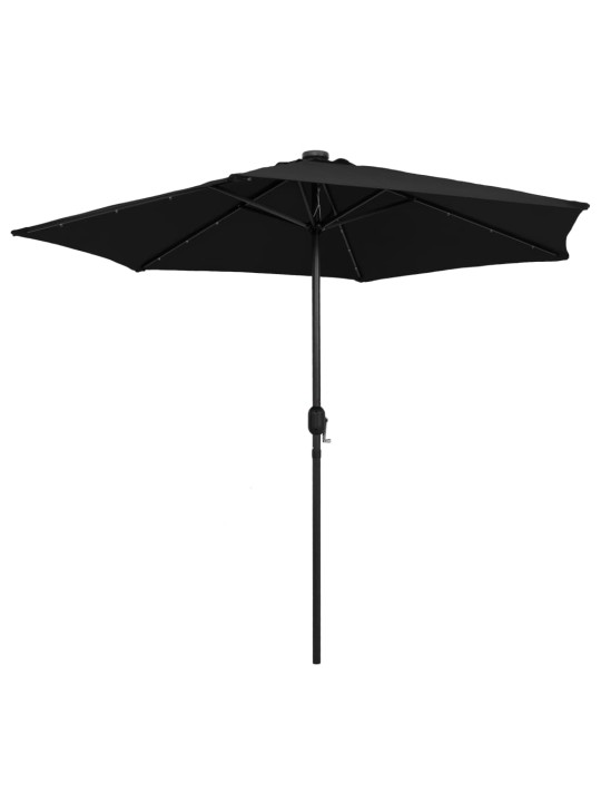 Skėtis su LED lemputėmis ir aliuminio stulpu, juodas, 270cm