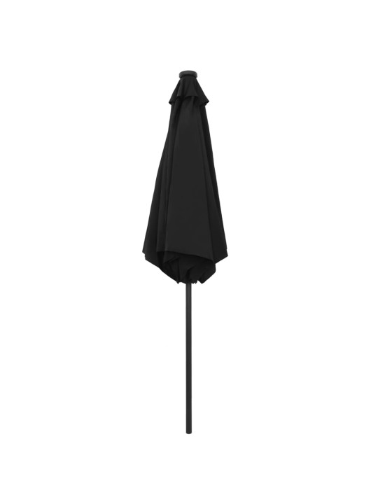 Skėtis su LED lemputėmis ir aliuminio stulpu, juodas, 270cm