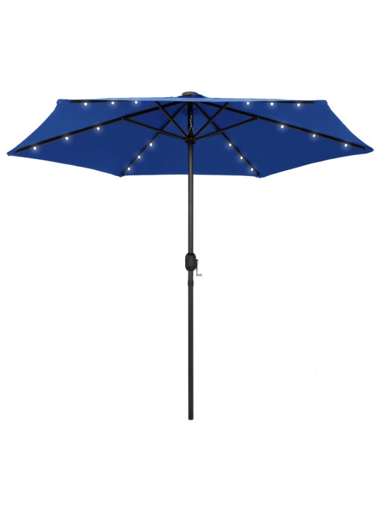 Skėtis su LED lemputėmis ir aliuminio stulpu, mėlynas, 270cm