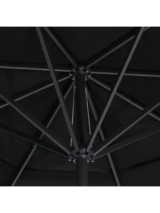 Sodo skėtis nuo saulės su aliuminio stulpu, juodas, 600cm