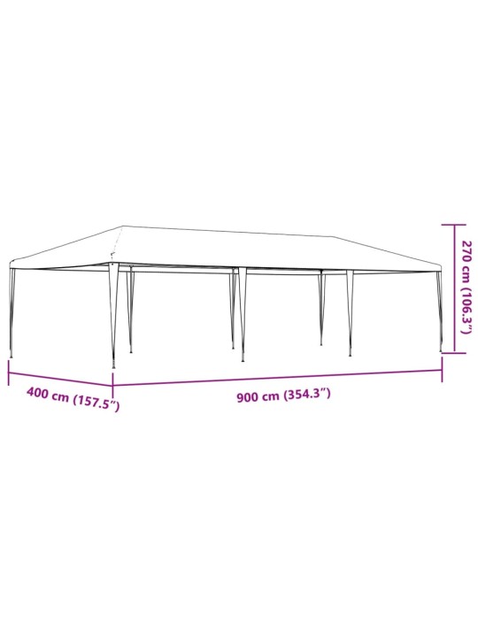 Profesionali proginė palapinė, antracito spalvos, 4x9m, 90g/m²