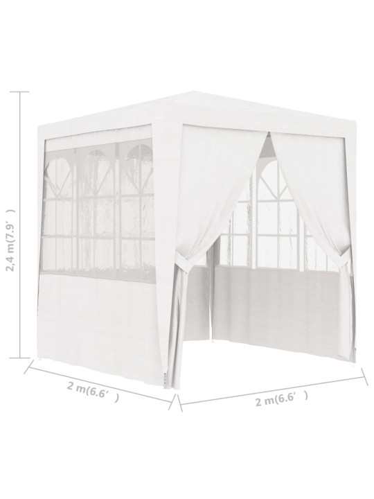 Proginė palapinė su šoninėmis sienomis, balta, 2x2m, 90g/m²