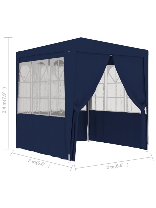 Proginė palapinė su šoninėmis sienomis, mėlyna, 2x2m, 90g/m²