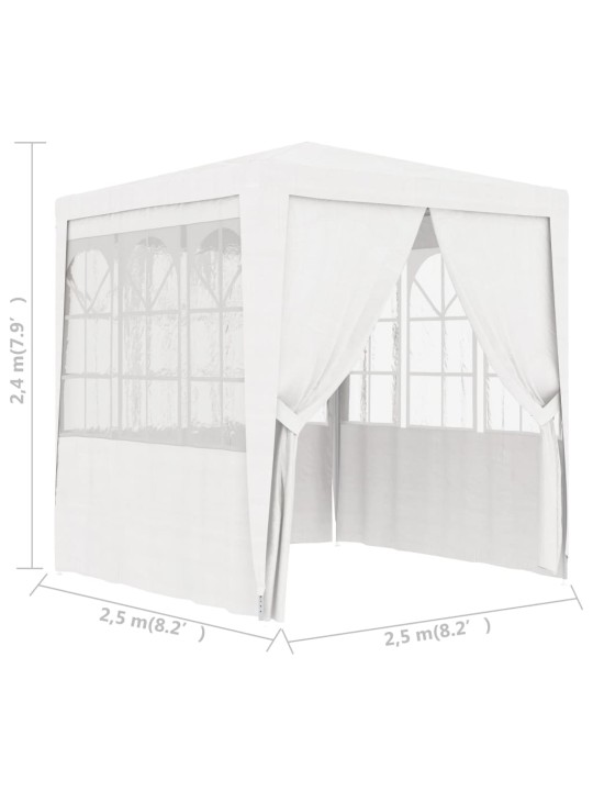 Proginė palapinė su šoninėmis sienomis, balta, 2,5x2,5m, 90g/m²