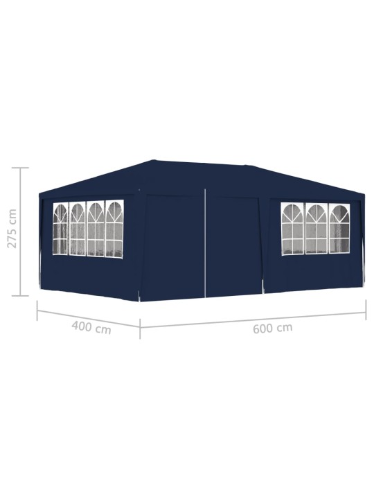 Proginė palapinė su šoninėmis sienomis, mėlyna, 4x6m, 90g/m²