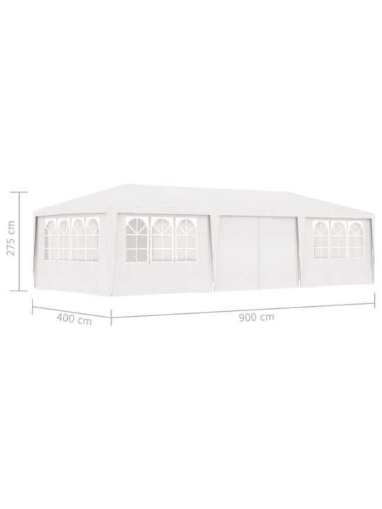 Proginė palapinė su šoninėmis sienomis, balta, 4x9m, 90g/m²