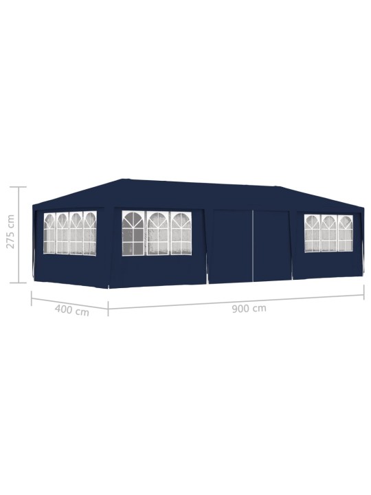 Proginė palapinė su šoninėmis sienomis, mėlyna, 4x9m, 90g/m²