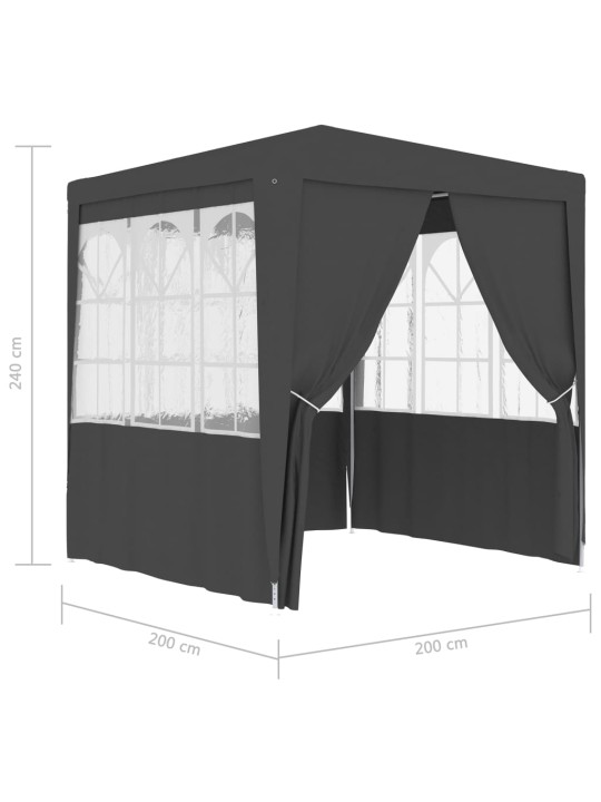 Proginė palapinė su šoninėmis sienomis, antracito, 2x2m, 90g/m²