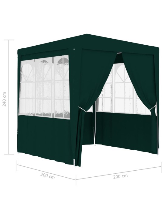 Proginė palapinė su šoninėmis sienomis, žalia, 2x2m, 90g/m²