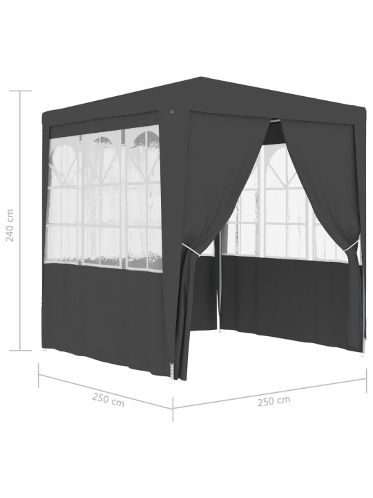 Proginė palapinė sienomis, antracito, 2,5x2,5m, 90g/m²