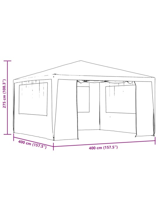 Proginė palapinė su šoninėmis sienomis, antracito, 4x4m, 90g/m²