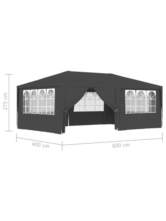 Proginė palapinė su šoninėmis sienomis, antracito, 4x6m, 90g/m²