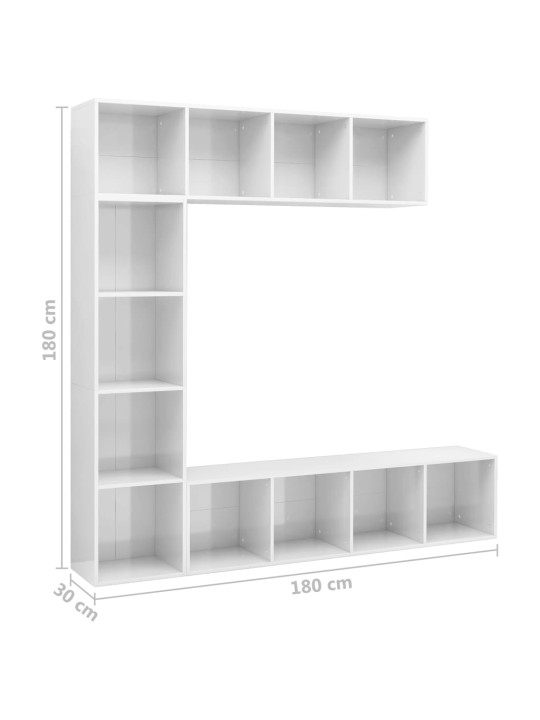 Spint. knygoms/televizoriui rink., 3d., bal. sp., 180x30x180cm