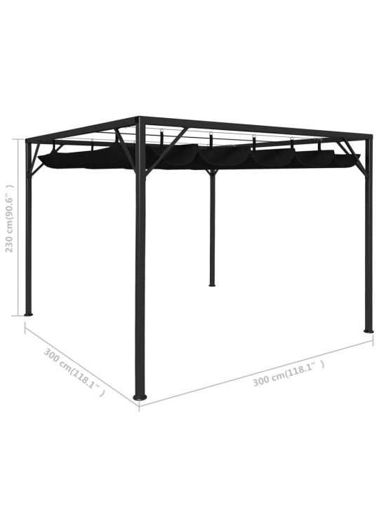 Sodo pavėsinė su įtraukiamu stogo skliautu, antracito, 3x3m