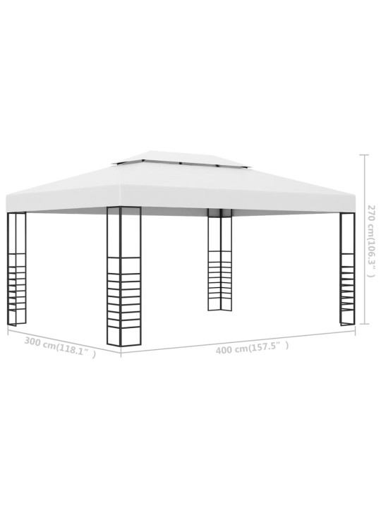 Sodo pavėsinė, balta, 4x3x2,7m, plienas
