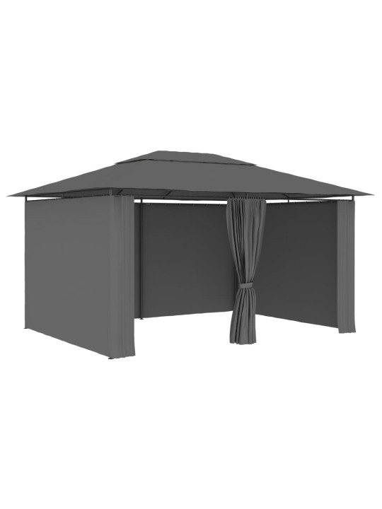 Sodo palapinė su užuolaidomis, antracito spalvos, 4x3m