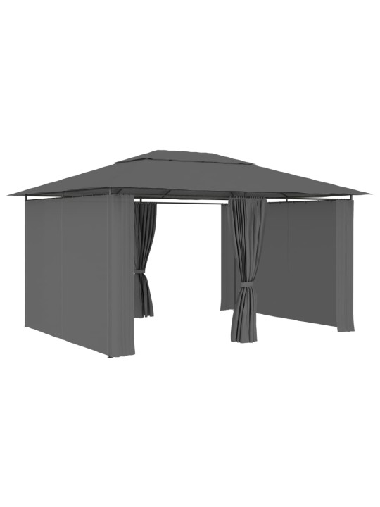 Sodo palapinė su užuolaidomis, antracito spalvos, 4x3m
