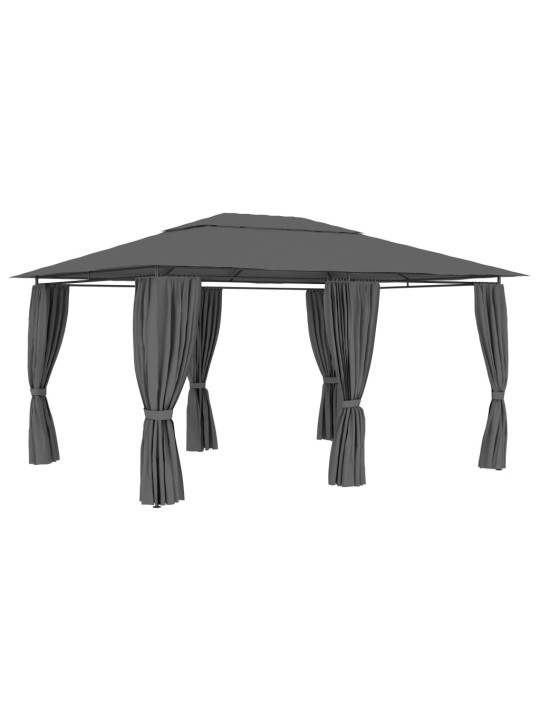Sodo palapinė su užuolaidomis, antracito spalvos, 4x3m