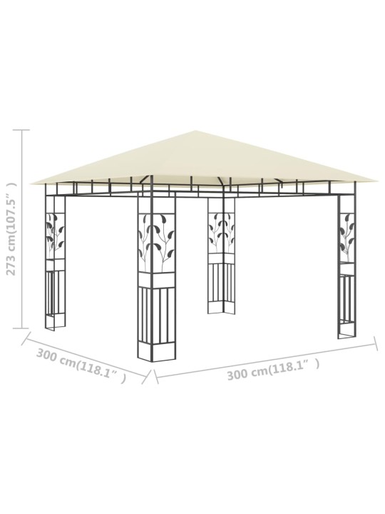 Pavėsinė su tinkleliu nuo uodų, kreminė, 3x3x2,73m, 180g/m²