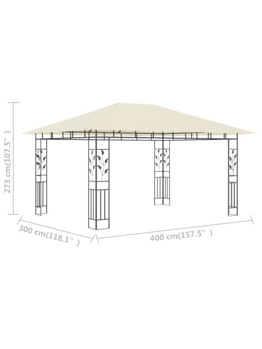 Pavėsinė su tinkleliu nuo uodų, kreminė, 4x3x2,73m, 180g/m²
