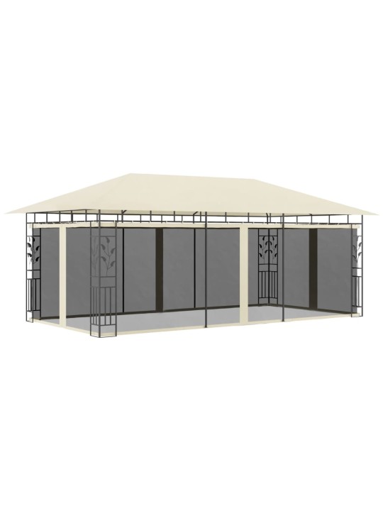 Pavėsinė su tinkleliu nuo uodų, kreminės spalvos, 6x3x2,73m