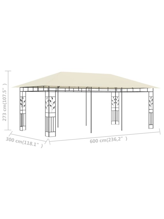 Pavėsinė su tinkleliu nuo uodų, kreminės spalvos, 6x3x2,73m