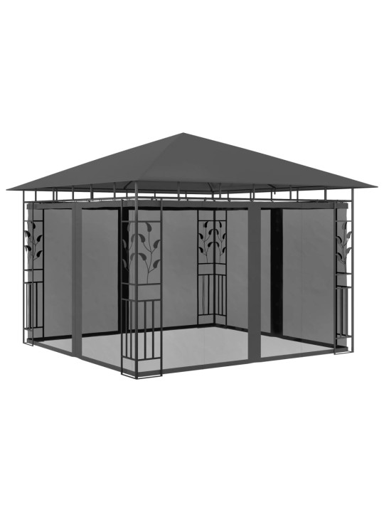 Pavėsinė su tinkleliu nuo uodų, antracito, 3x3x2,73m, 180g/m²