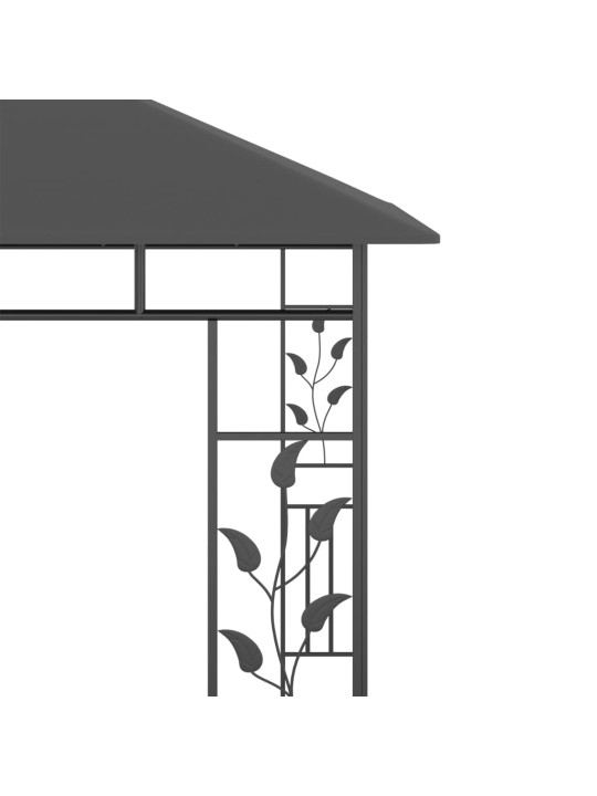 Pavėsinė su tinkleliu nuo uodų, antracito, 3x3x2,73m, 180g/m²