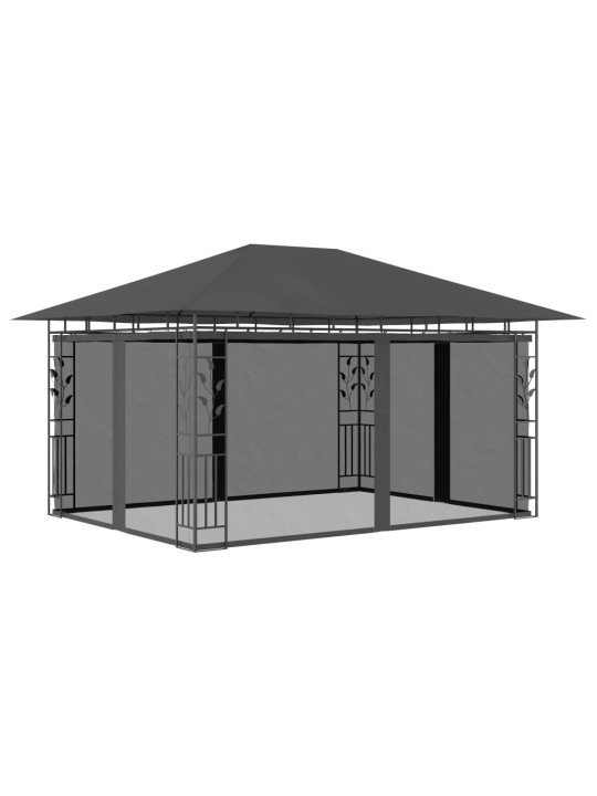 Pavėsinė su tinkleliu nuo uodų, antracito, 4x3x2,73m, 180g/m²