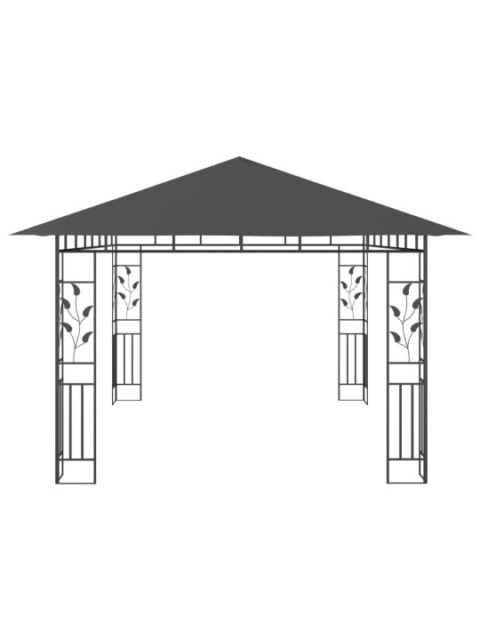 Pavėsinė su tinkleliu nuo uodų, antracito, 4x3x2,73m, 180g/m²