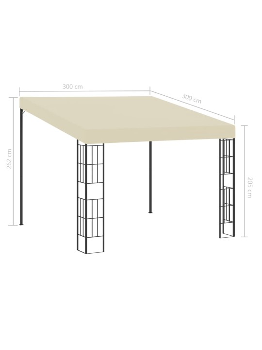 Prie sienos montuojama pavėsinė, kreminė, 3x3m, audinys