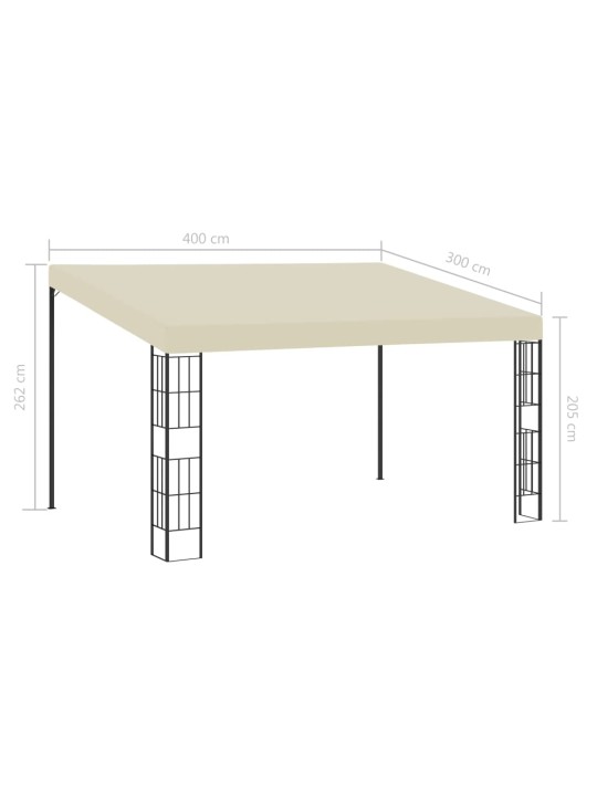 Prie sienos montuojama pavėsinė, kreminė, 3x4m, audinys
