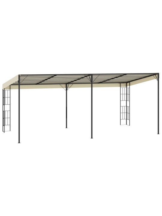 Prie sienos montuojama pavėsinė, kreminė, 3x6m, audinys