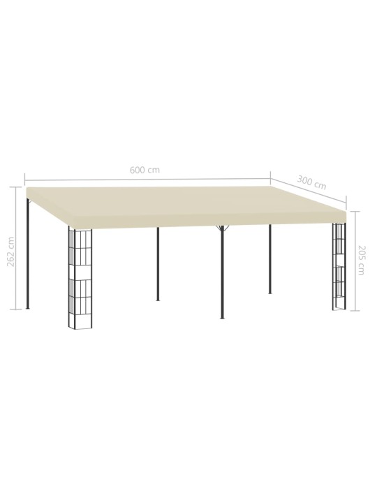 Prie sienos montuojama pavėsinė, kreminė, 3x6m, audinys