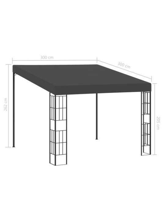 Prie sienos montuojama pavėsinė, antracito, 3x3m, audinys