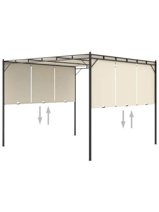 Sodo pavėsinė su šonine užuolaida, kreminės spalvos, 3x3x2,25m
