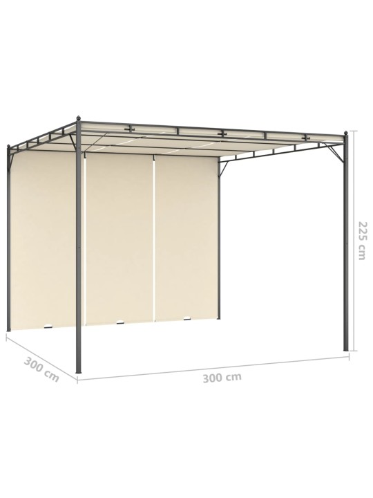 Sodo pavėsinė su šonine užuolaida, kreminės spalvos, 3x3x2,25m