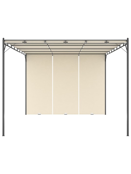 Sodo pavėsinė su šonine užuolaida, kreminės spalvos, 4x3x2,25m