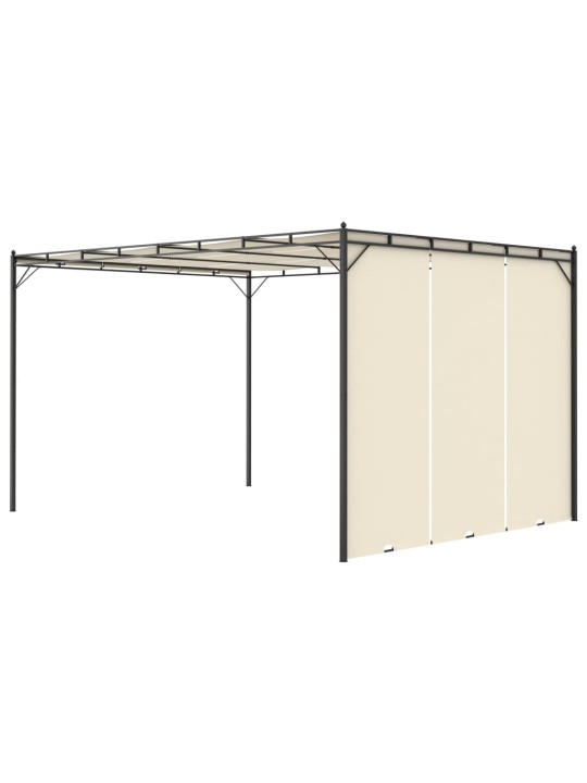 Sodo pavėsinė su šonine užuolaida, kreminės spalvos, 4x3x2,25m