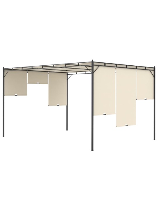 Sodo pavėsinė su šonine užuolaida, kreminės spalvos, 4x3x2,25m