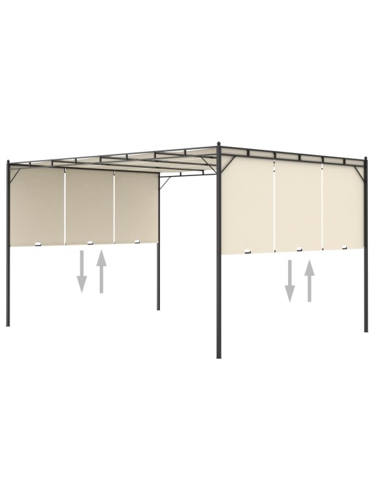 Sodo pavėsinė su šonine užuolaida, kreminės spalvos, 4x3x2,25m