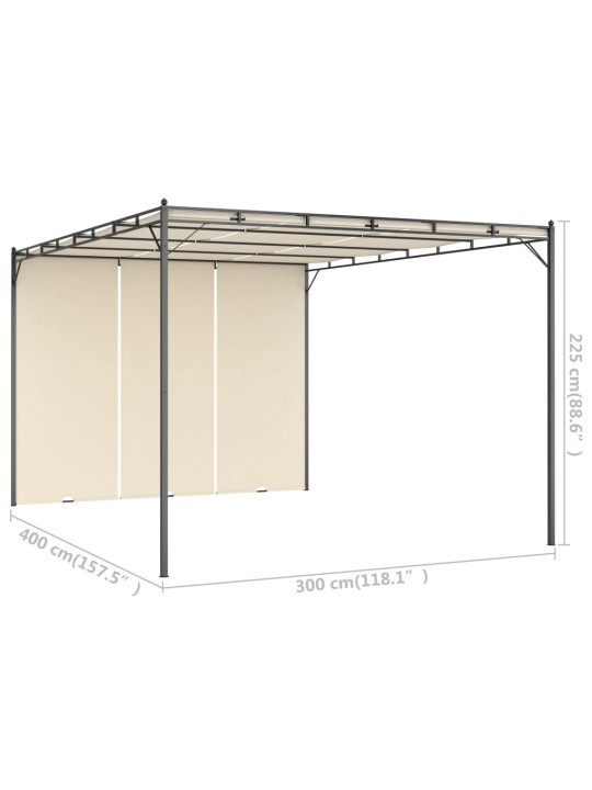 Sodo pavėsinė su šonine užuolaida, kreminės spalvos, 4x3x2,25m