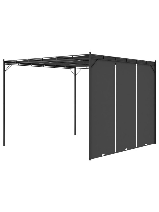 Sodo pavėsinė su šonine užuolaida, antracito spalvos, 3x3x2,25m