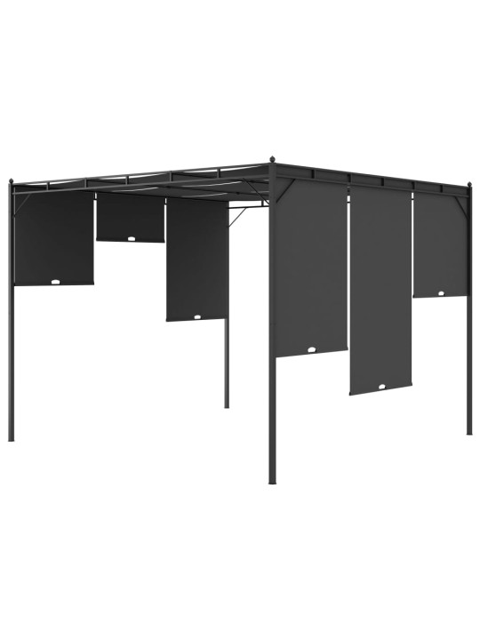 Sodo pavėsinė su šonine užuolaida, antracito spalvos, 3x3x2,25m