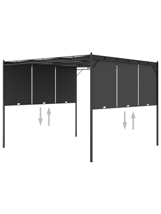 Sodo pavėsinė su šonine užuolaida, antracito spalvos, 3x3x2,25m