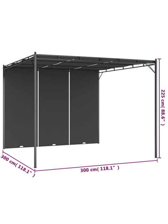 Sodo pavėsinė su šonine užuolaida, antracito spalvos, 3x3x2,25m