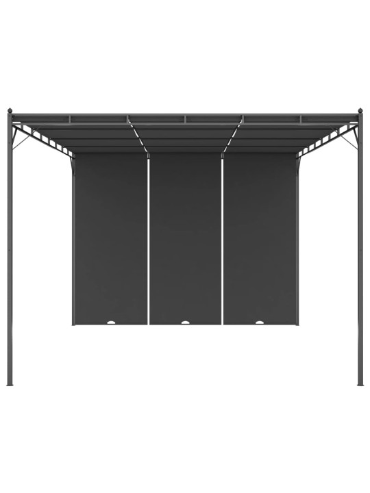 Sodo pavėsinė su šonine užuolaida, antracito spalvos, 4x3x2,25m