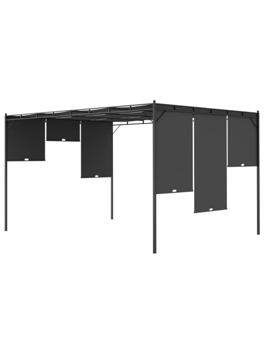 Sodo pavėsinė su šonine užuolaida, antracito spalvos, 4x3x2,25m